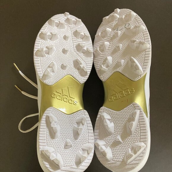 Adidas Nasty All American Bowl Football Cleats Men's Size 18 White Metallic Gold - Picture 7 of 9